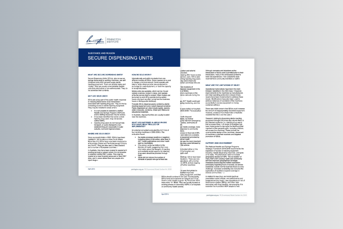 This is a thumbnail for an information brochure about Secure Dispensing Units (SDUs).