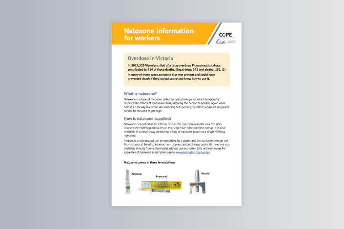 This is a thumbnail for the Naloxone Information for Workers poster