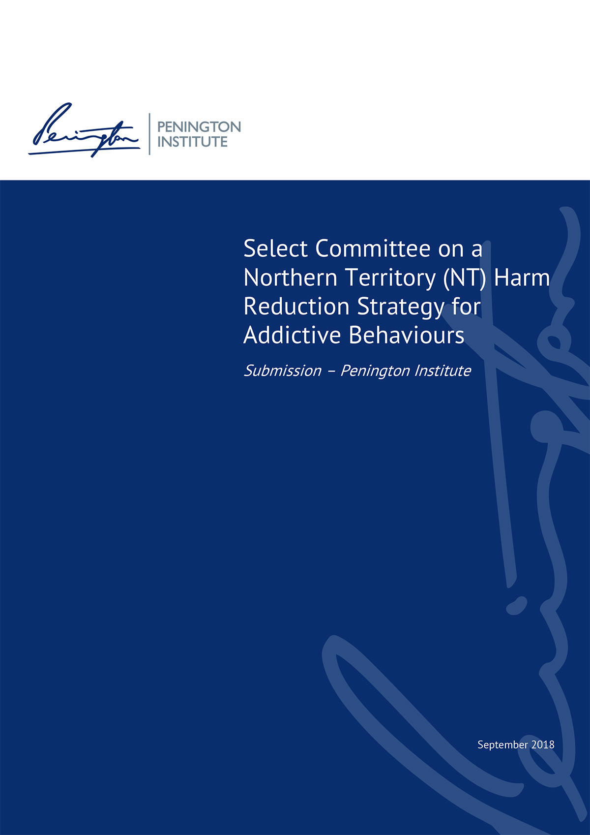 Submission to the Select Committee on a Northern Territory (NT) Harm Reduction Strategy for Addictive Behaviours (2018)