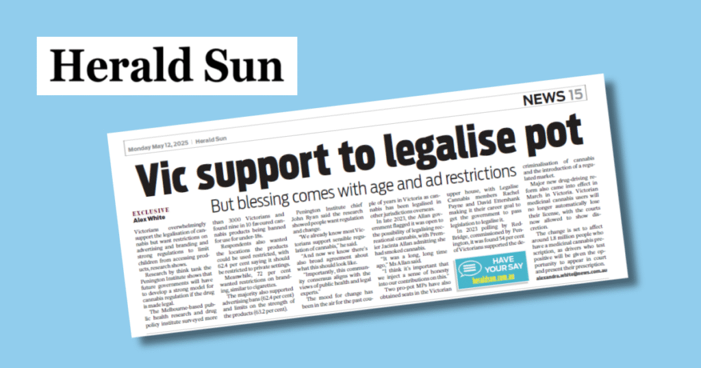 Herald Sun article on Penington Institute's Victorian cannabis regulation survey