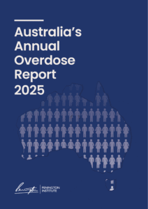 Navy blue background with light blue text that reads: Australia's Annual Overdose Report 2025.